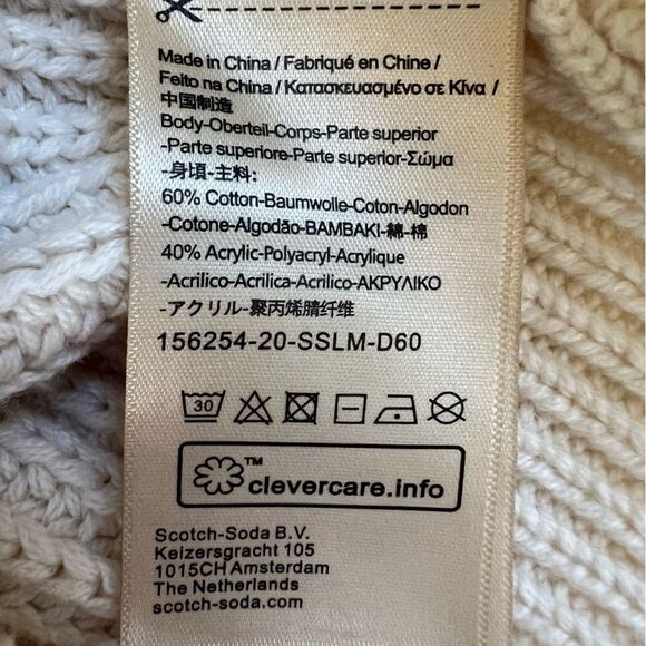Scotch & Soda Sweater Chunky V-Neck Knit Pullover Cream Size Large Coastal - Picture 9 of 9